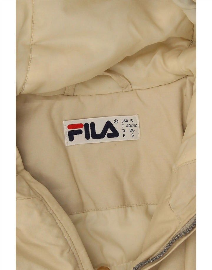 Fila Herre Hooded Windbreaker Jacket UK 36 Small Beige Bomuld