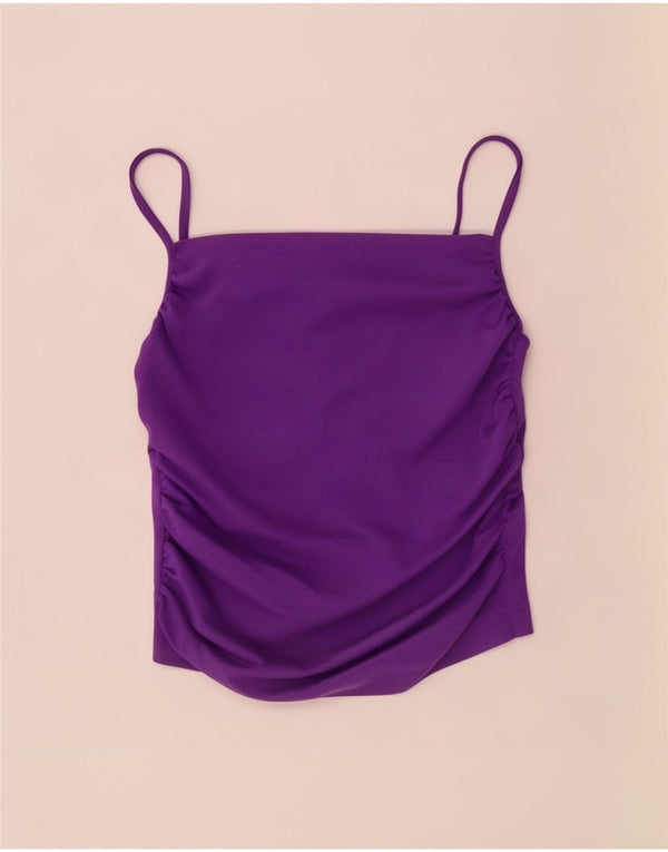Zara Dame Cami Top UK 14 Stor Lilla Bomuld