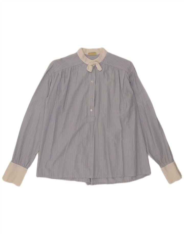 Penny Black Womens Front Tie Pullover Shirt UK 14 Large Blue Pinstripe