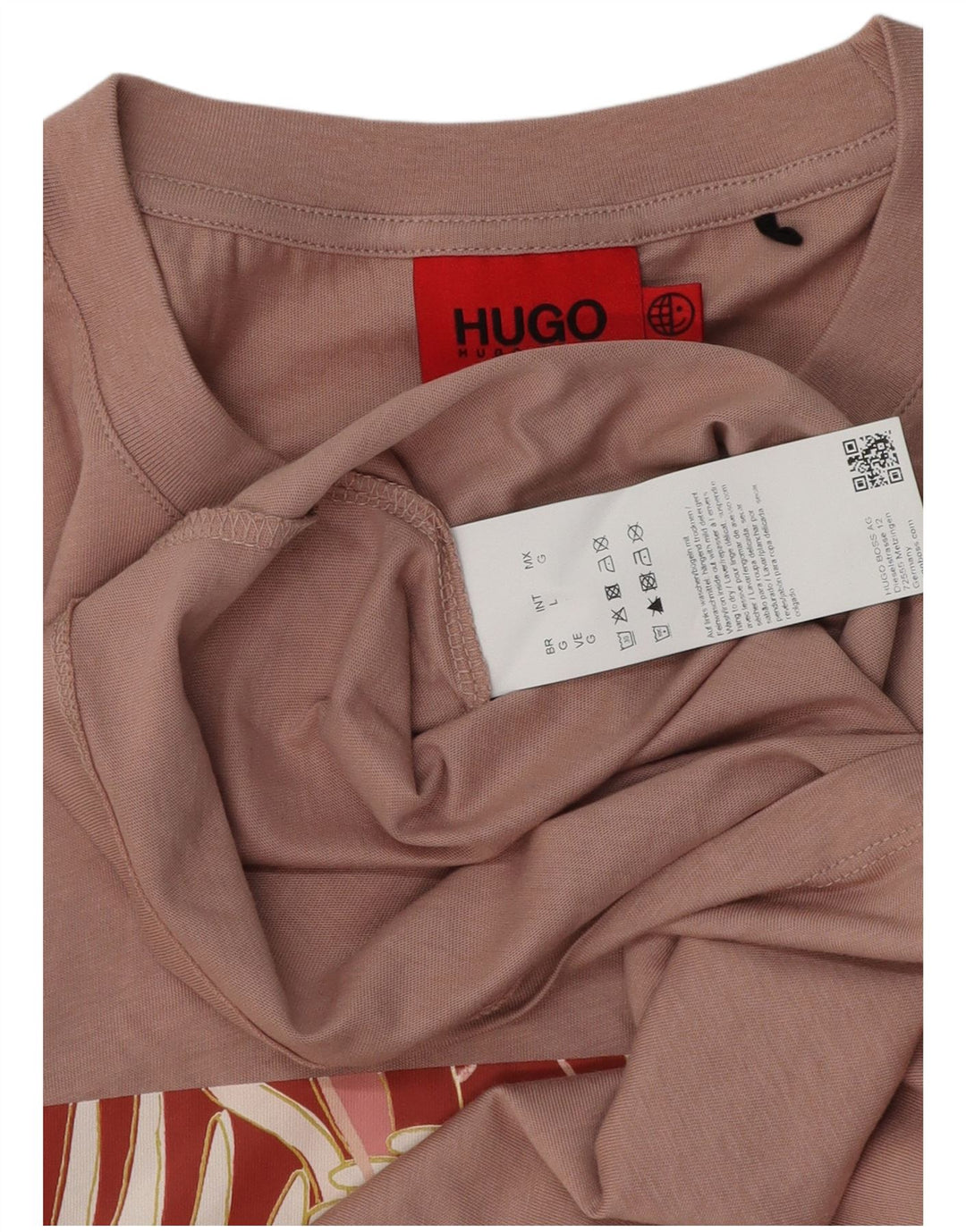 HUGO BOSS Herre grafisk T-shirt Top Stor Pink Bomuld