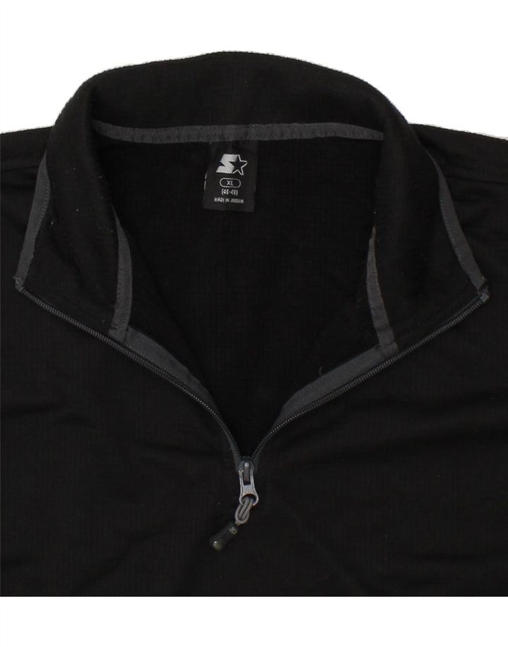 STARTER Mens Zip Neck Fleece Jumper XL Black Polyester Vintage Starter and Second-Hand Starter from Messina Hembry 