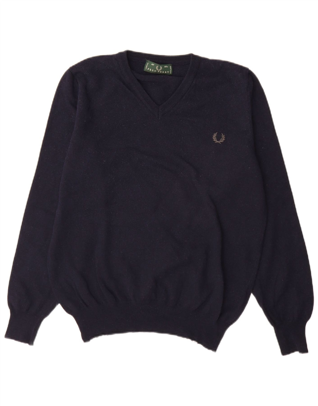 Fred Perry Herre V-hals sweater Stor marineblå uld