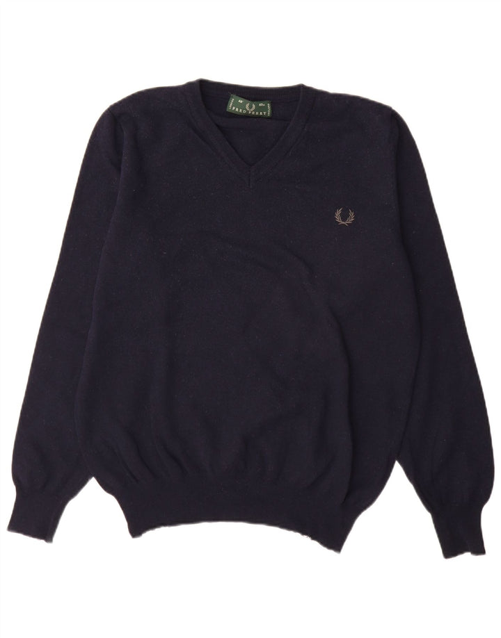 Fred Perry Herre V-hals sweater Stor marineblå uld