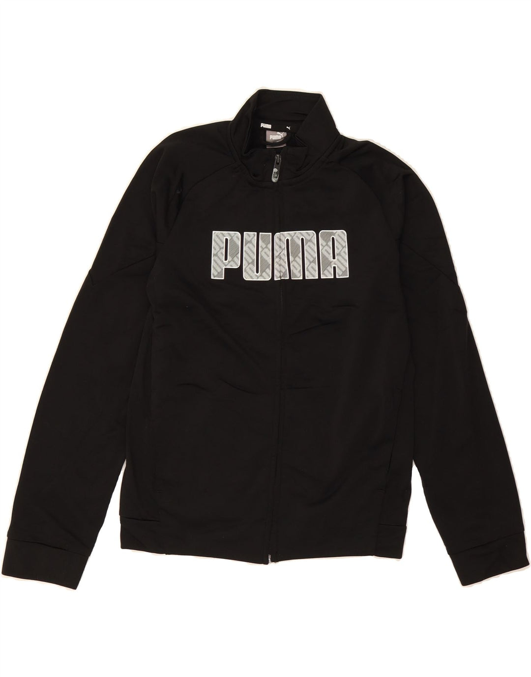 PUMA Boys Graphic Tracksuit Top Jacket 11-12 Years Black Polyester Vintage Puma and Second-Hand Puma from Messina Hembry 