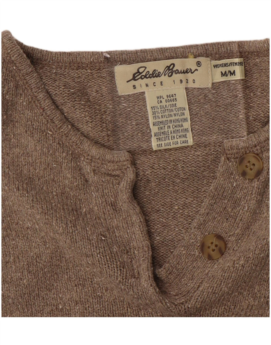 EDDIE BAUER Dame Oversized Boat Neck Jumper Sweater UK 14 Medium Brown