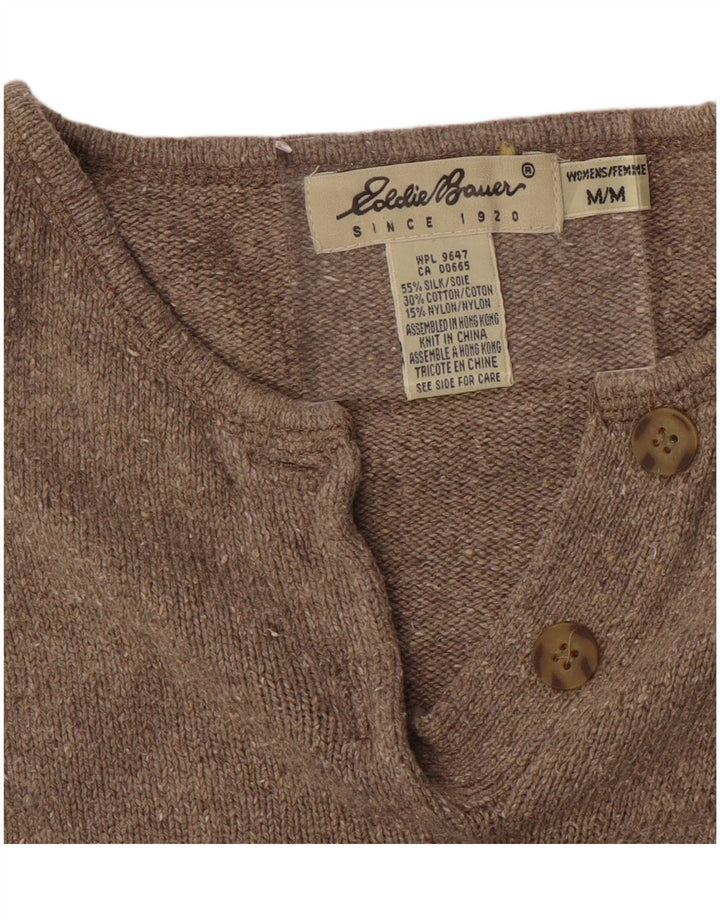 EDDIE BAUER Dame Oversized Boat Neck Jumper Sweater UK 14 Medium Brown