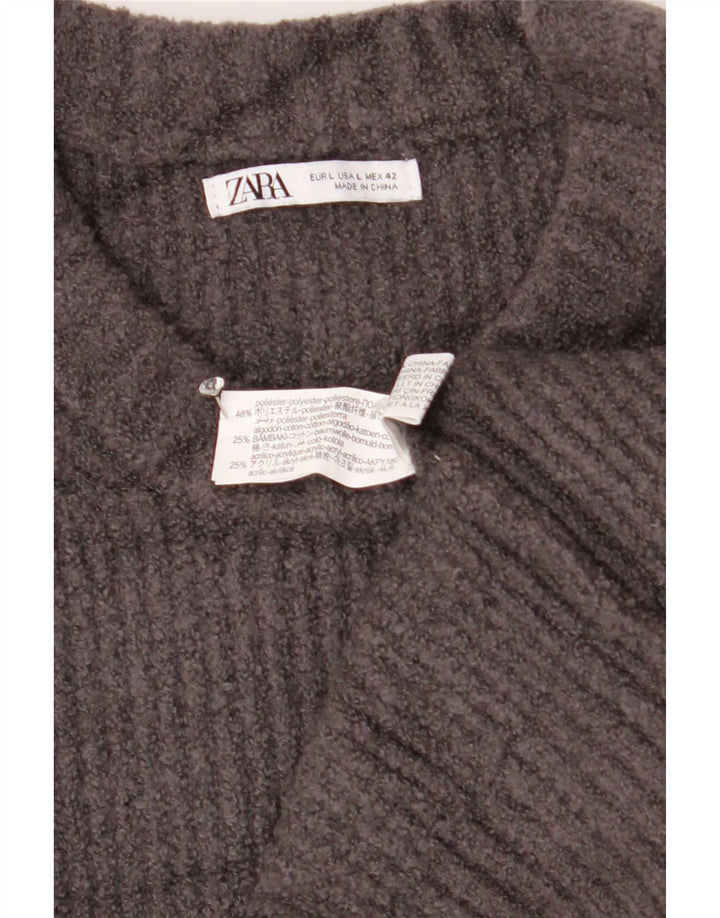Zara Herre Boat Neck Jumper Sweater Stor Grå Polyester