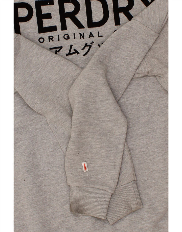 SUPERDRY Womens Oversized Graphic Sweatshirt Jumper UK 12 Medium Grey Vintage Superdry and Second-Hand Superdry from Messina Hembry 