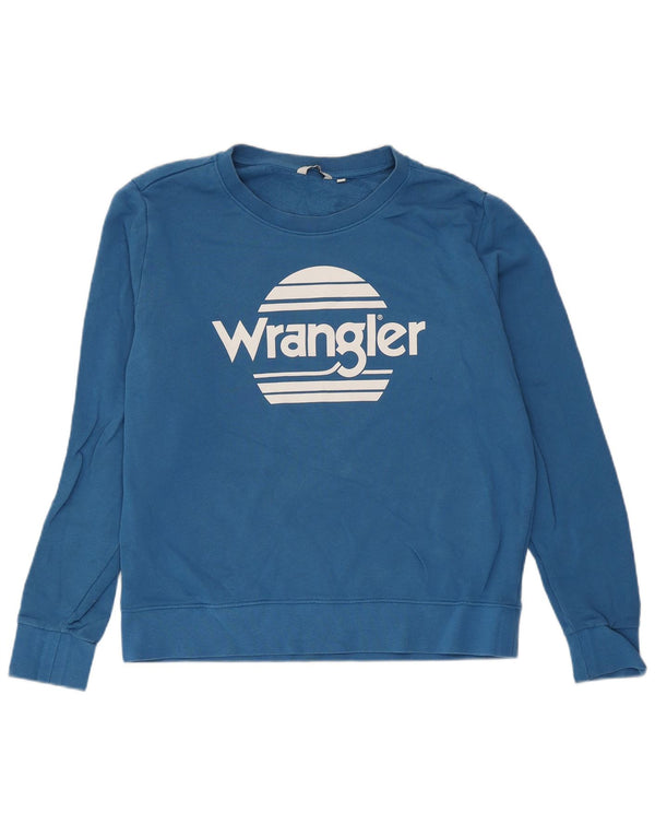 Wrangler Dame Grafisk Sweatshirt Jumper UK 14 Medium Blue Bomuld