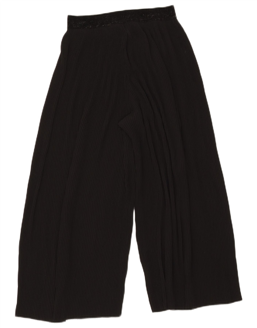 Zara Womens Flare Plisserede Casual Bukser Små W27 L23 Sort Polyester