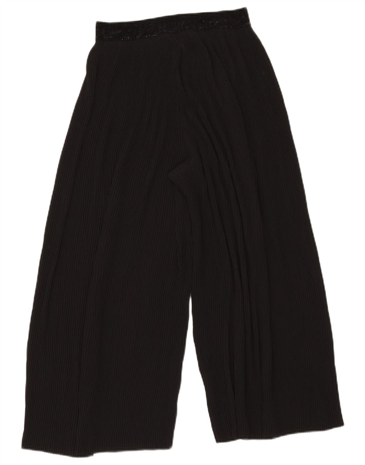 Zara Womens Flare Plisserede Casual Bukser Små W27 L23 Sort Polyester
