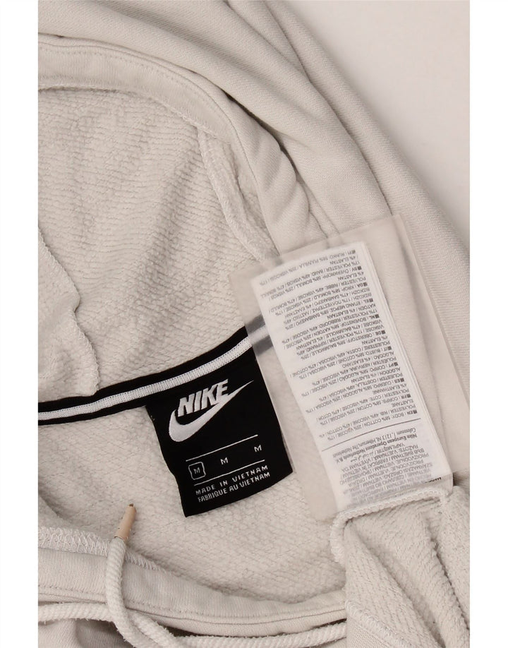 NIKE Dame Crop Graphic Hoodie Jumper UK 14 Medium Grey Bomuld