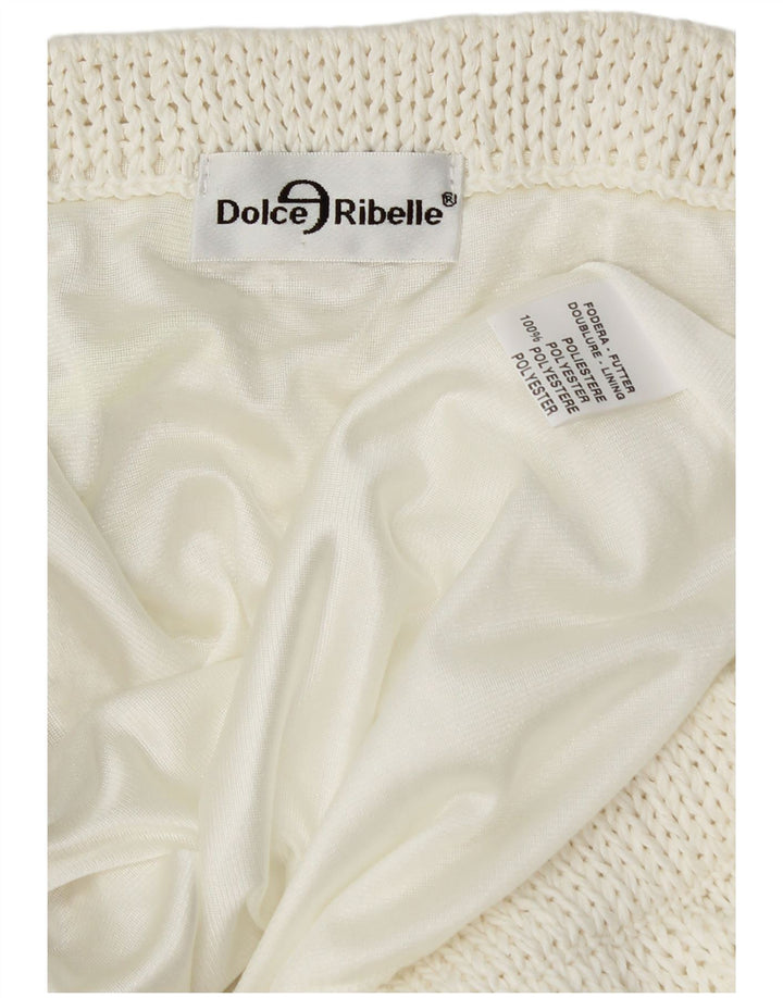 VINTAGE Damestrik asymmetrisk nederdel W34 Stor hvid polyester