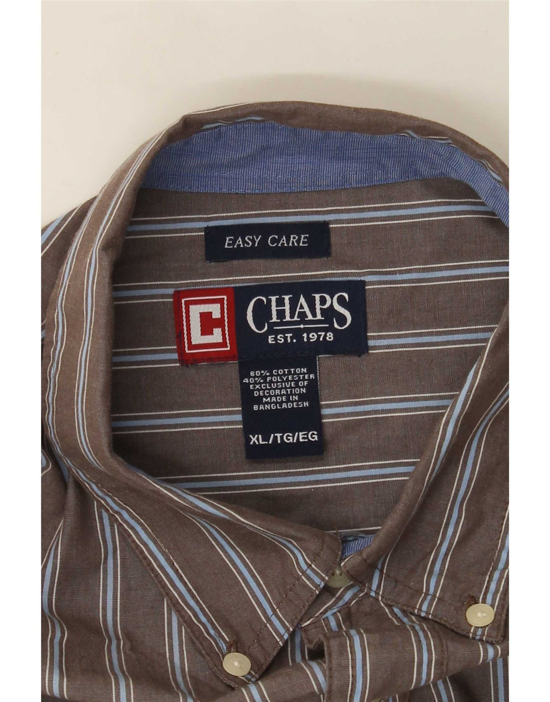 Chaps Herre Easy Care skjorte XL Grå nålestribet bomuld