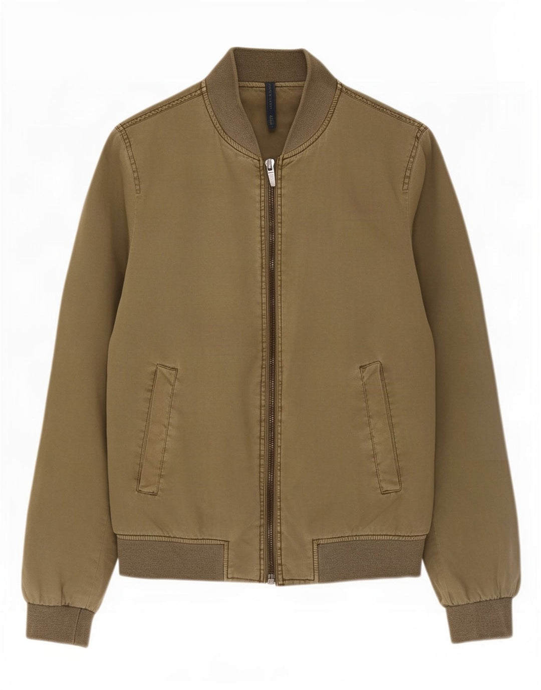 Zara Herre Bomber Jacket UK 36 Small Khaki Cotton