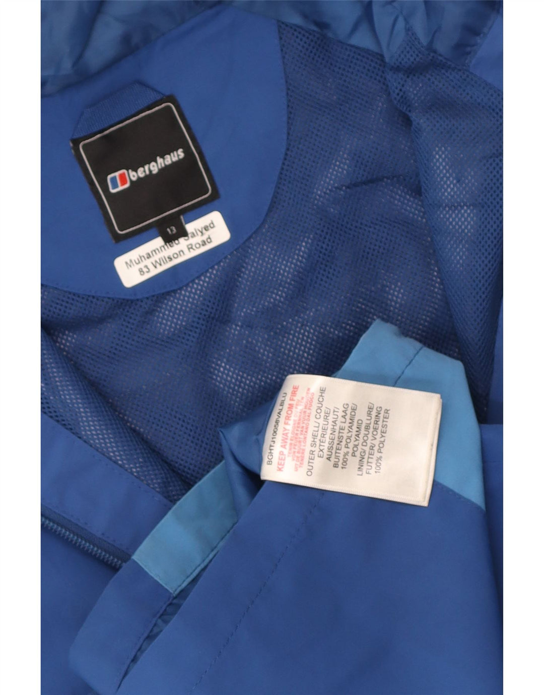 Berghaus Regnjakke med hætte til drenge 12-13 år Blå Colourblock Polyamid