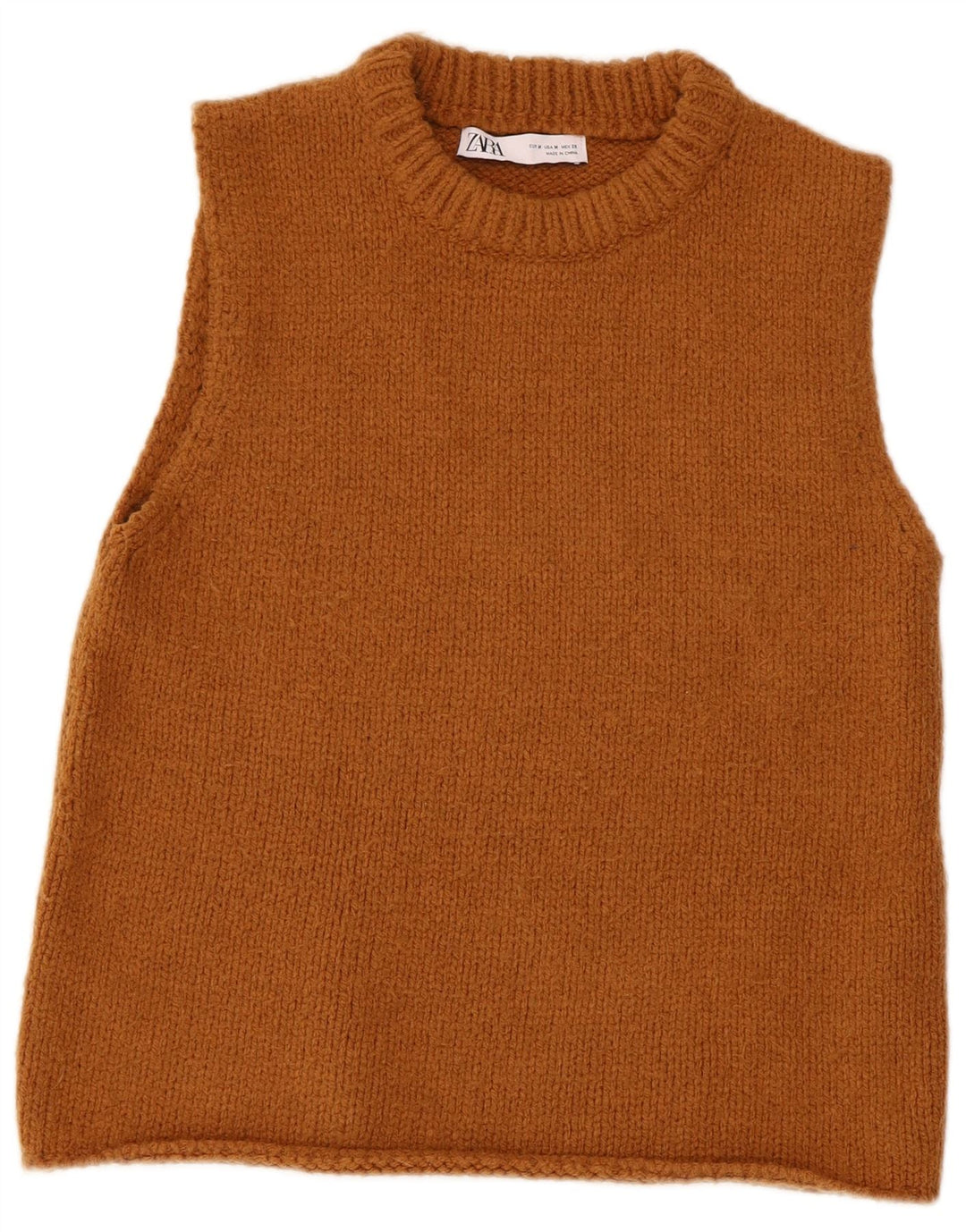 Zara Dame Vest Tank Top UK 12 Medium Brun Akryl