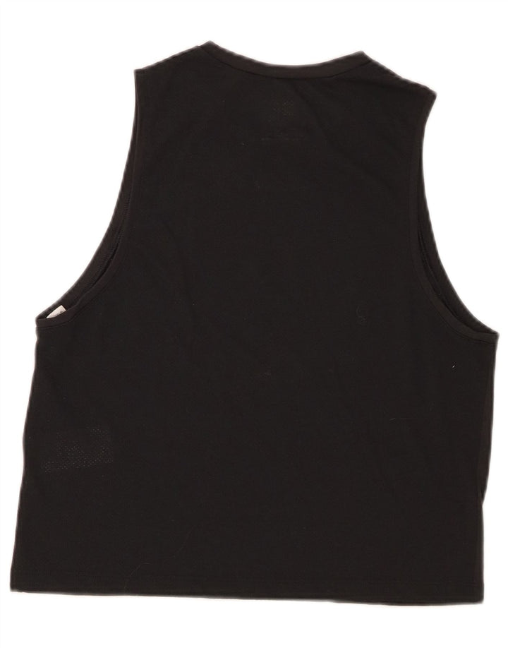 Reebok Kvinders Grafisk Vest Top UK 12/14 Medium Sort Polyester
