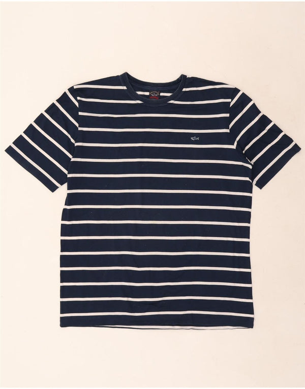 Paul & Shark Herre Yachting T-Shirt Top Mellem marineblå stribet bomuld