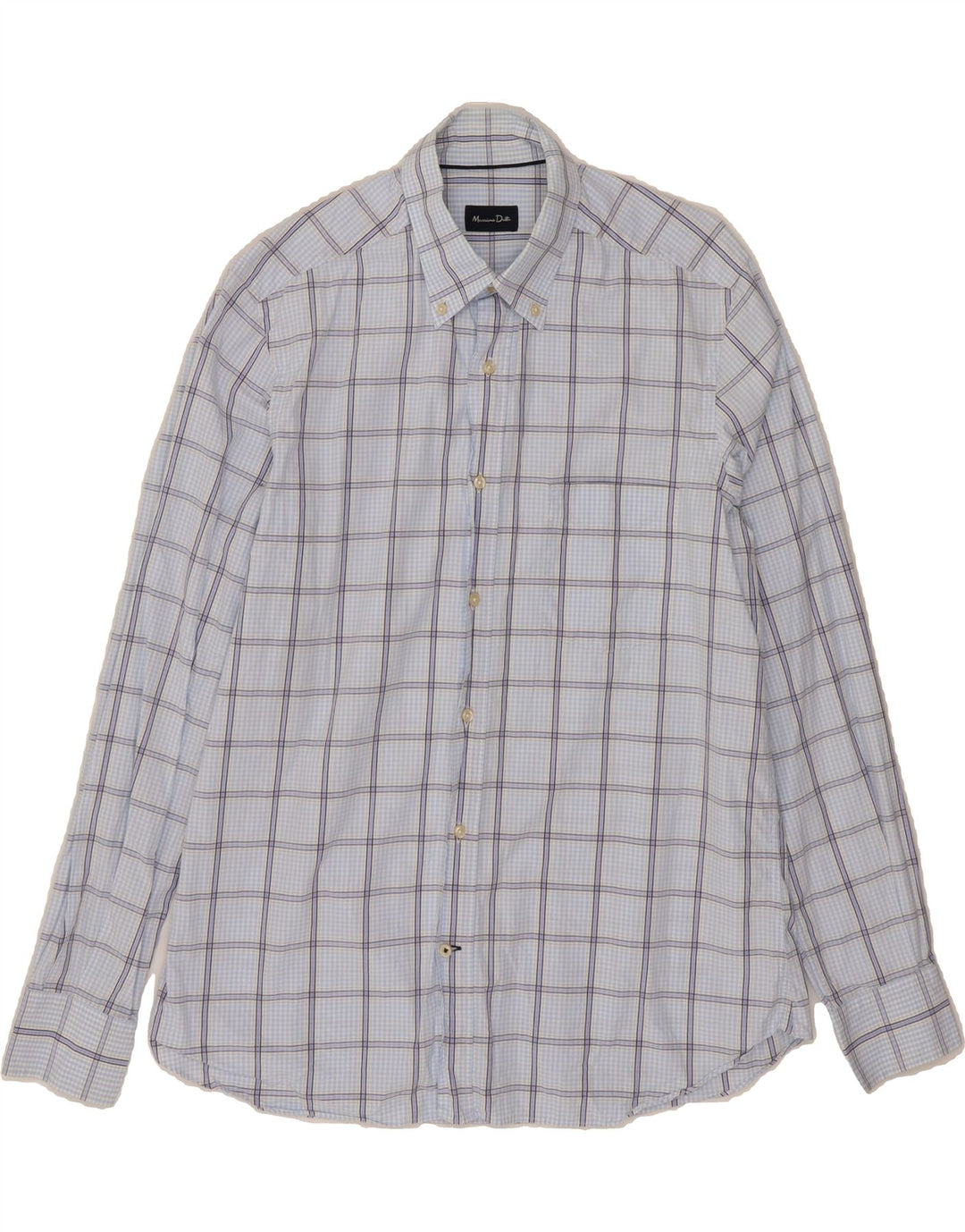MASSIMO DUTTI Mens Shirt Large Blue Check Cotton Vintage Massimo Dutti and Second-Hand Massimo Dutti from Messina Hembry 