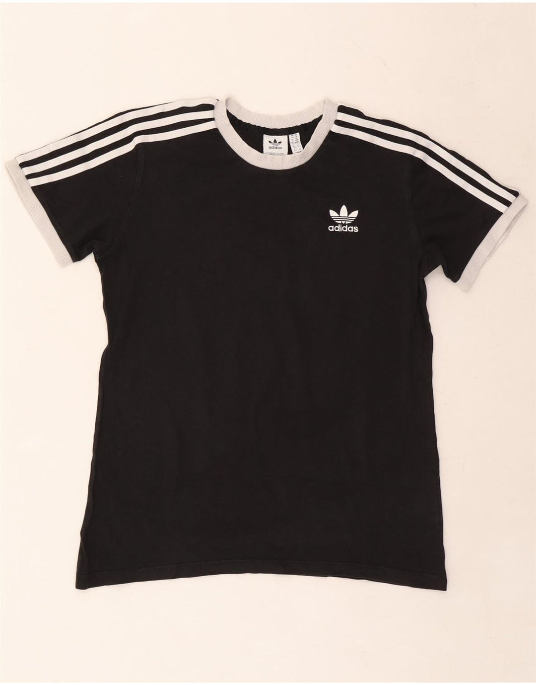 ADIDAS Dame T-Shirt Top UK 14 Medium Sort Bomuld