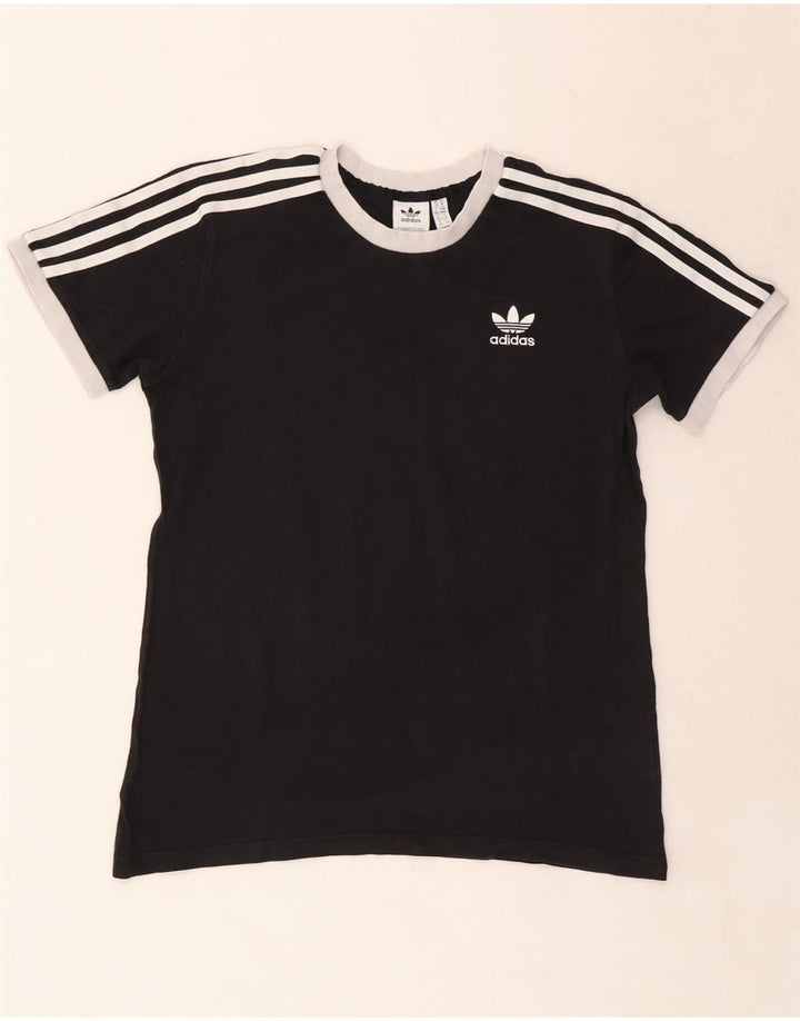 ADIDAS Dame T-Shirt Top UK 14 Medium Sort Bomuld