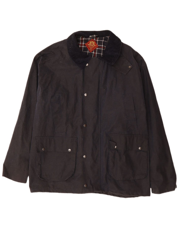 ROYAL SPENCER Herre Loose Fit vokset bomuldsjakke UK 42 XL Marineblå Bomuld