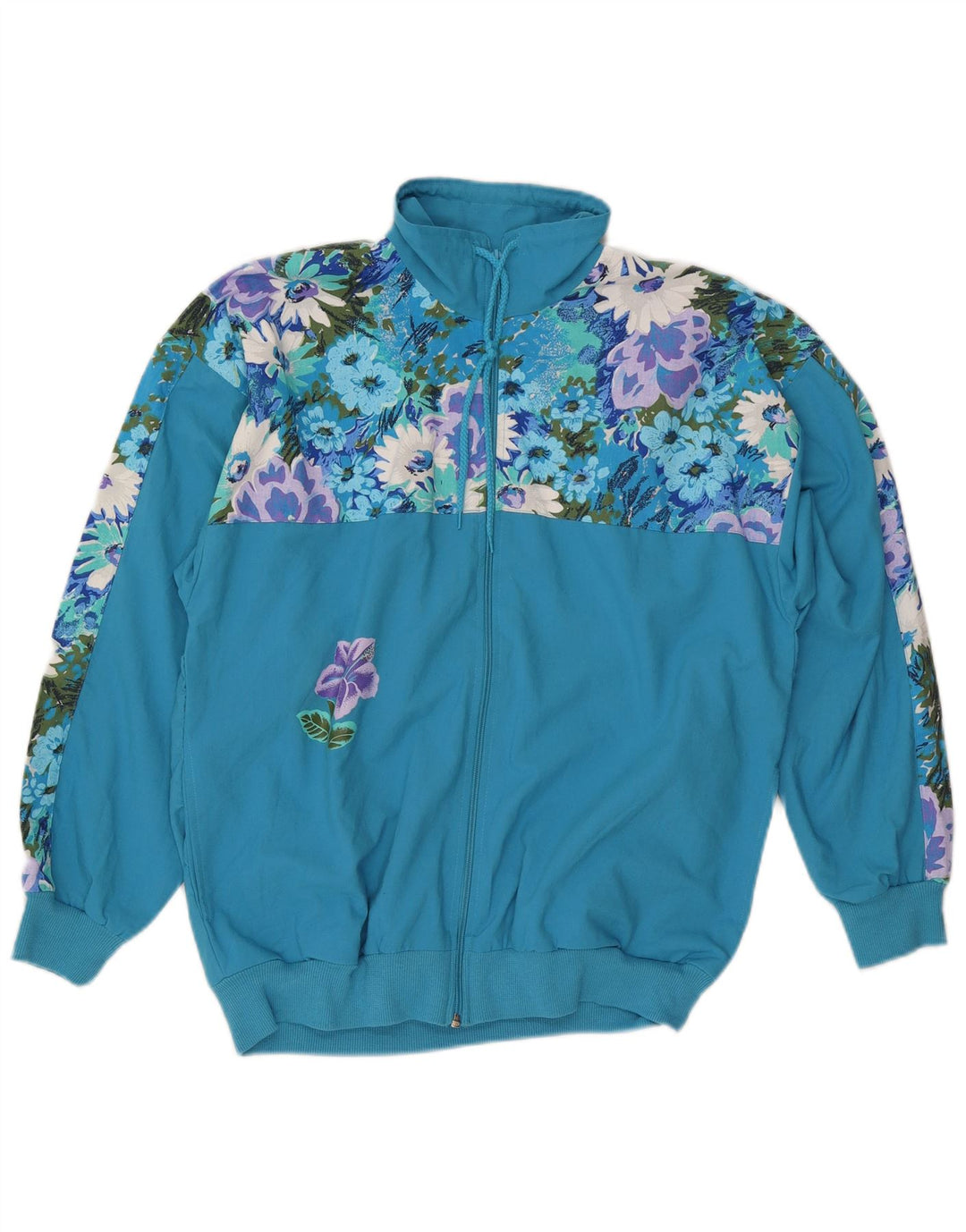 VINTAGE hel træningsdragt til kvinder UK 14/16 Large Blue Floral Polyester