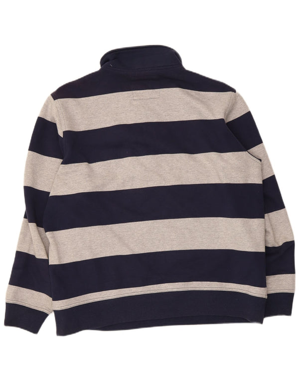 Besætningstøj Herre Zip Neck Sweatshirt Jumper 2XL Navyblå stribet bomuld