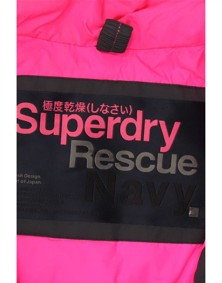Superdry Parkajakke med hætte til kvinder UK 16 Stor sort nylon