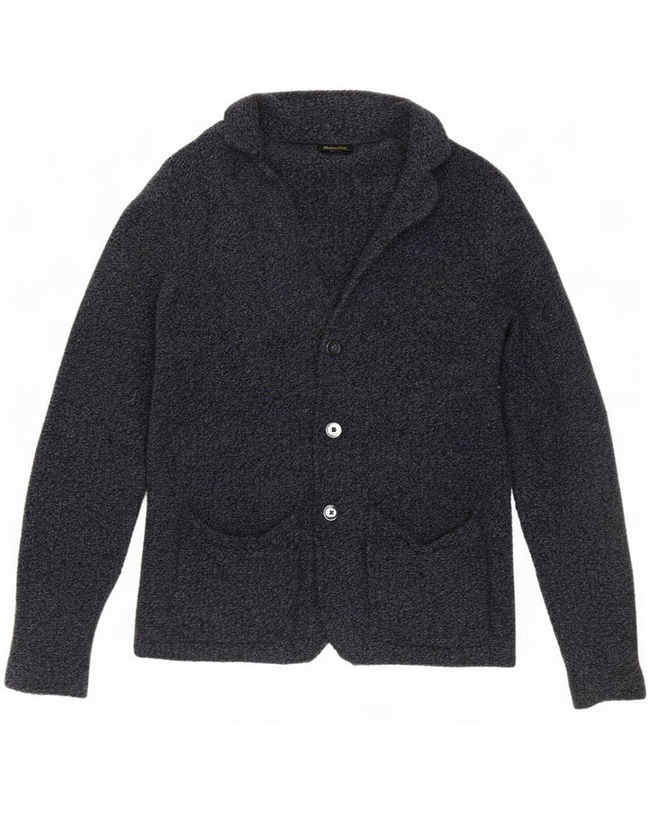 Massimo Dutti Herre cardigan sweater Medium Grey Flecked Wool