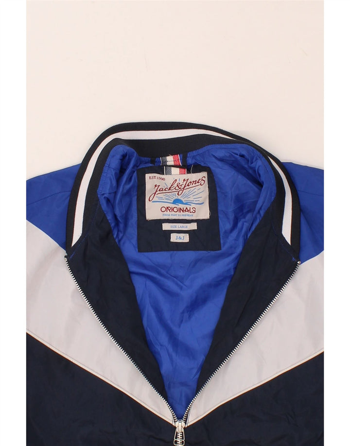 JACK & JONES Mens Tracksuit Top Jacket Large Navy Blue Colourblock Vintage Jack & Jones and Second-Hand Jack & Jones from Messina Hembry 