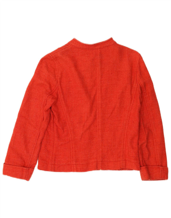 ZARA Womens 3 Button Blazer Jacket UK 10 Small Red Cotton