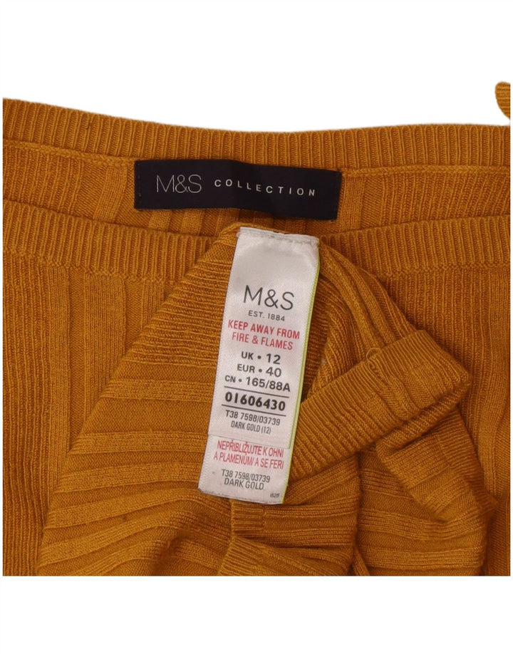 Marks & Spencer Dame Boat Neck Jumper Sweater UK 12 Medium Yellow Viscose