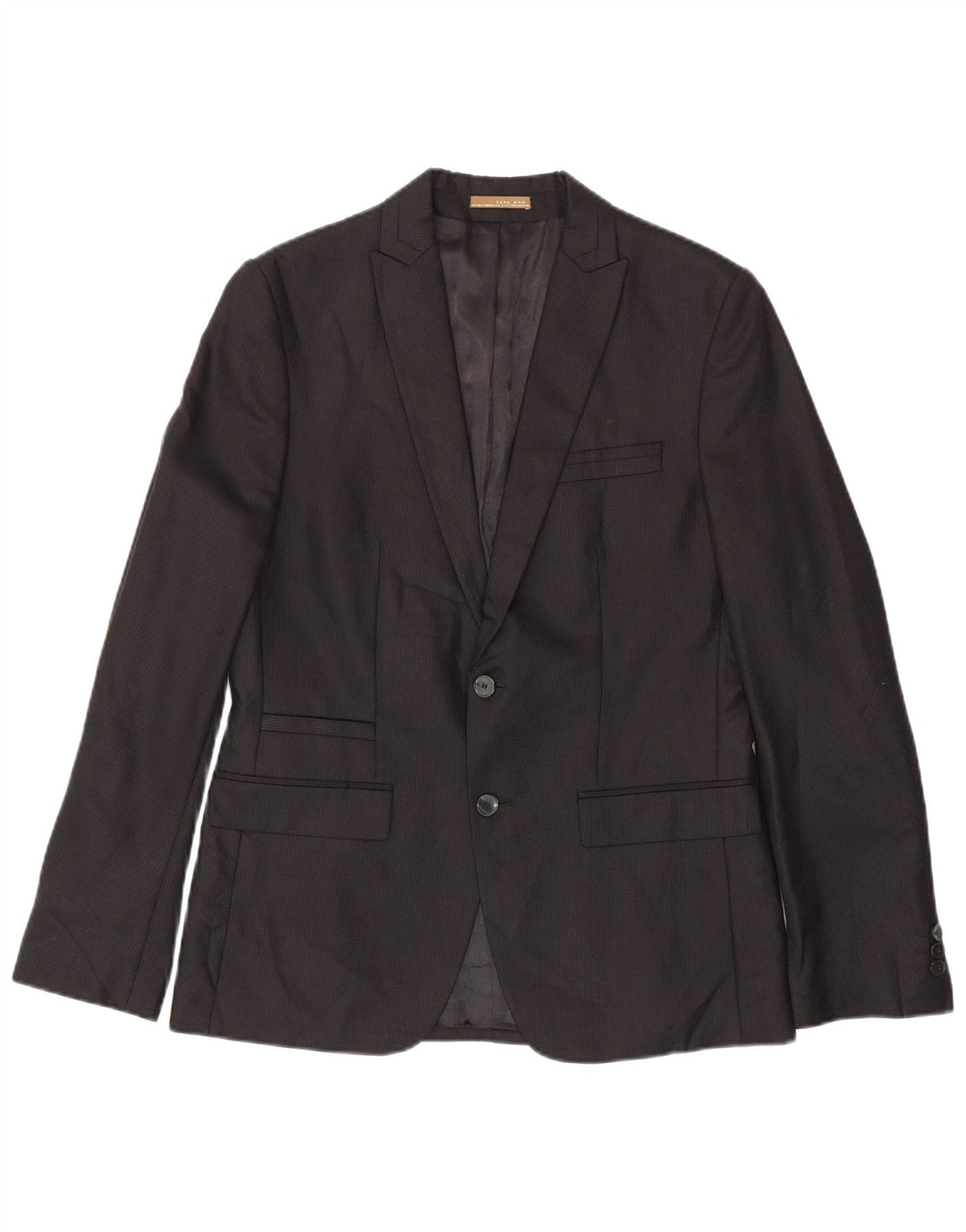 Zara Herre 2-knaps blazerjakke EU 50 Medium Sort nålestribe