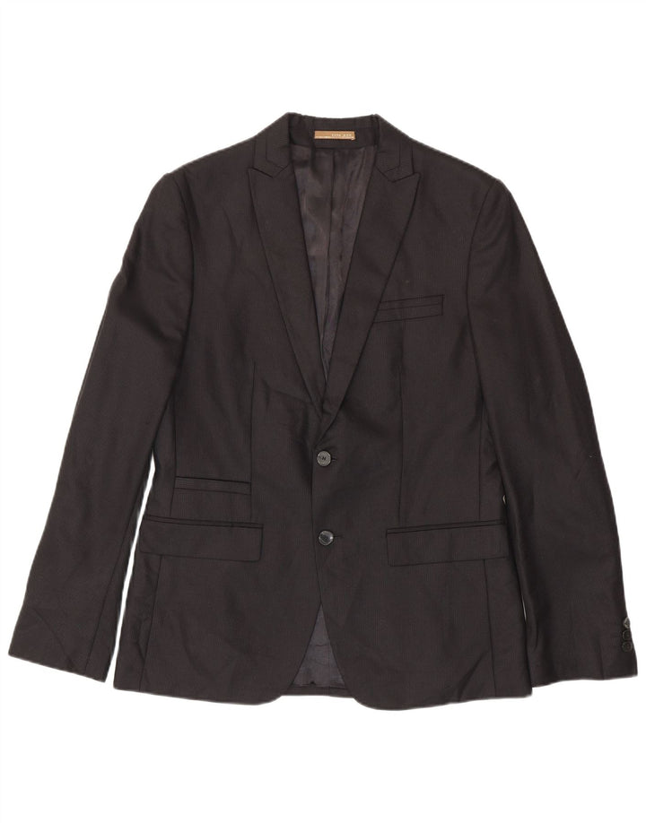 Zara Herre 2-knaps blazerjakke EU 50 Medium Sort nålestribe