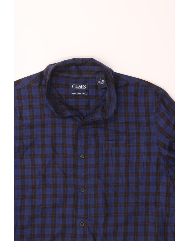 CHAPS Mens Easy Care Shirt Medium Navy Blue Check Cotton Vintage Chaps and Second-Hand Chaps from Messina Hembry 