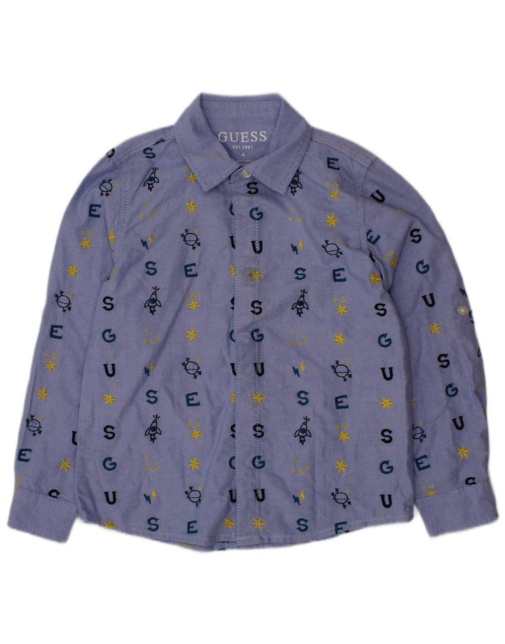 GUESS drenge grafisk skjorte 3-4 år blå bomuld