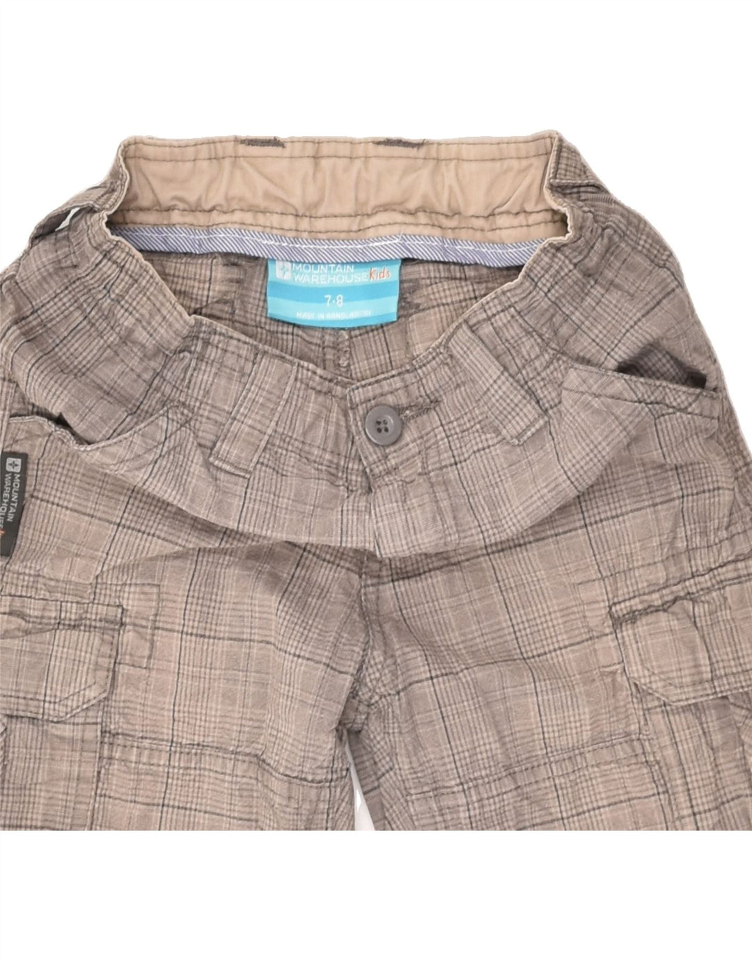 MOUNTAIN WAREHOUSE Drenge Cargo Shorts 7-8 år W22 Grå ternet bomuld
