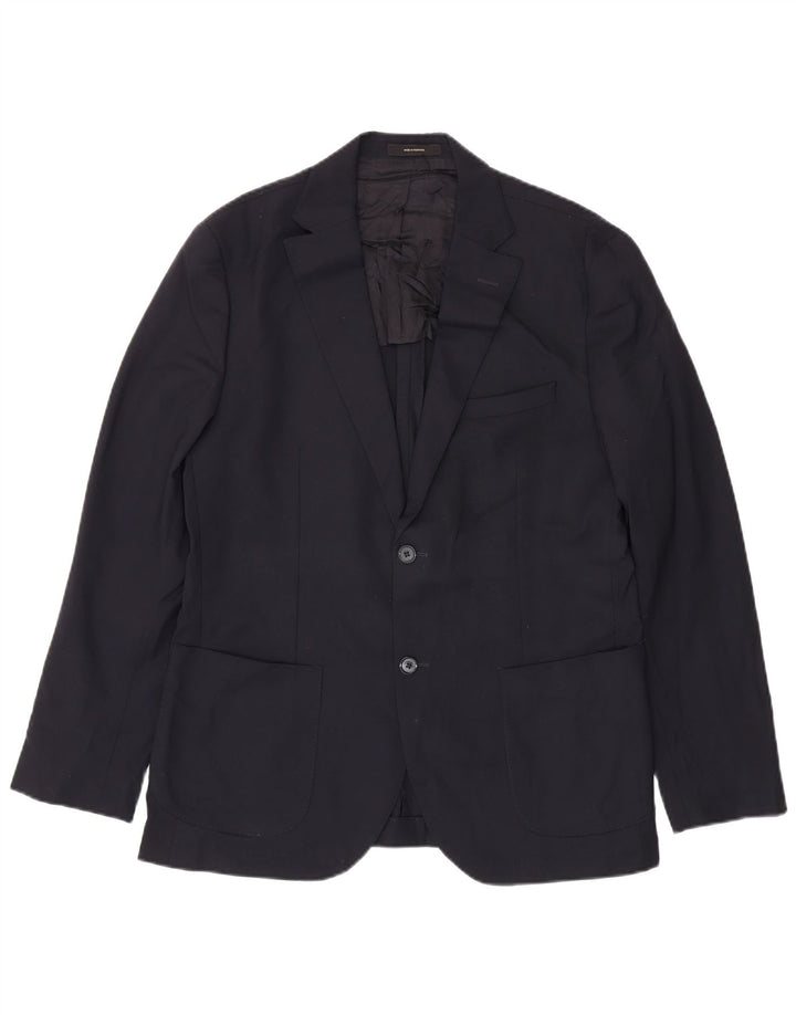 Massimo Dutti Herre 2-knaps blazerjakke EU 52 Stor marineblå uld