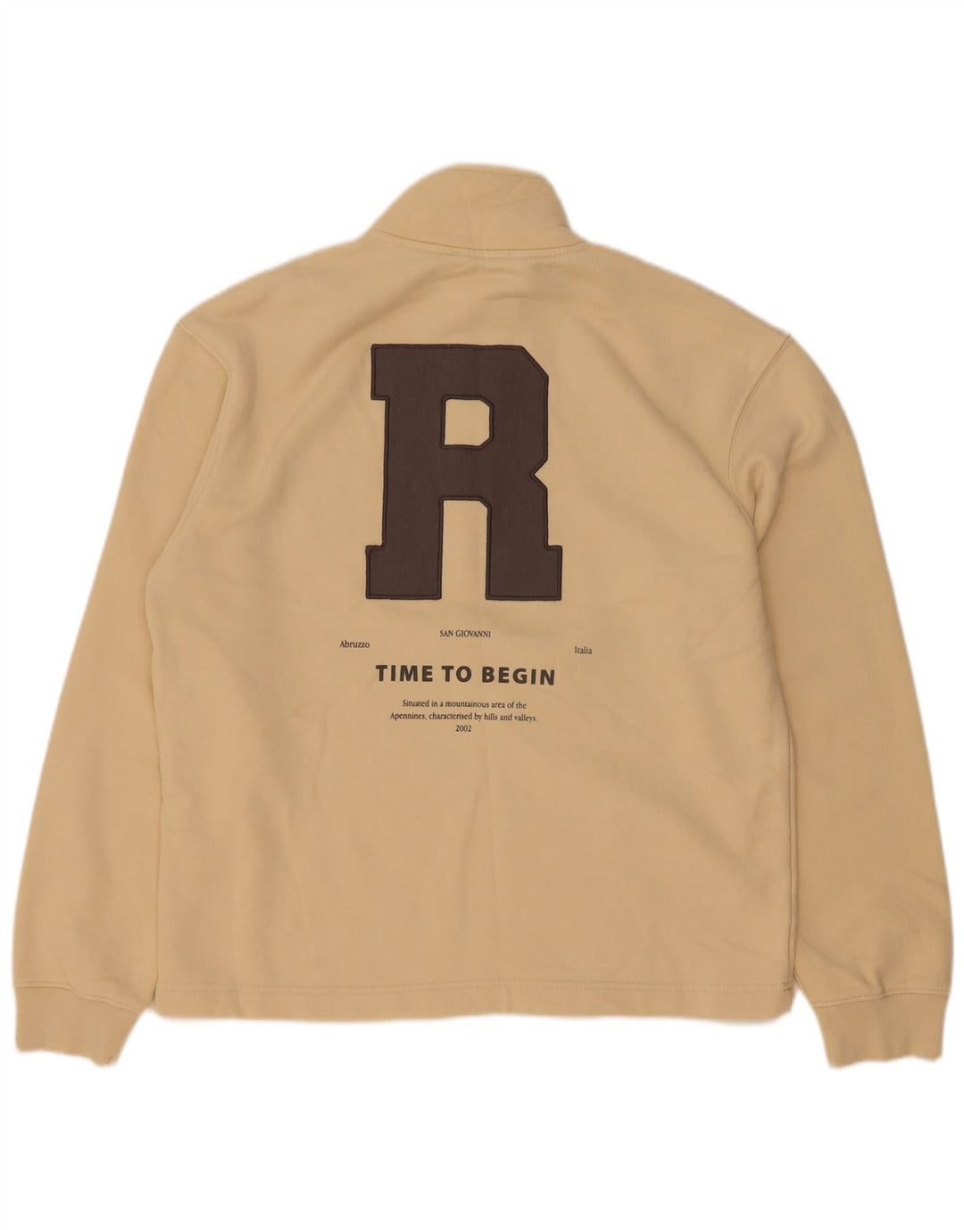 Zara Herre grafisk lynlås-sweatshirt Jumper Medium Beige Bomuld