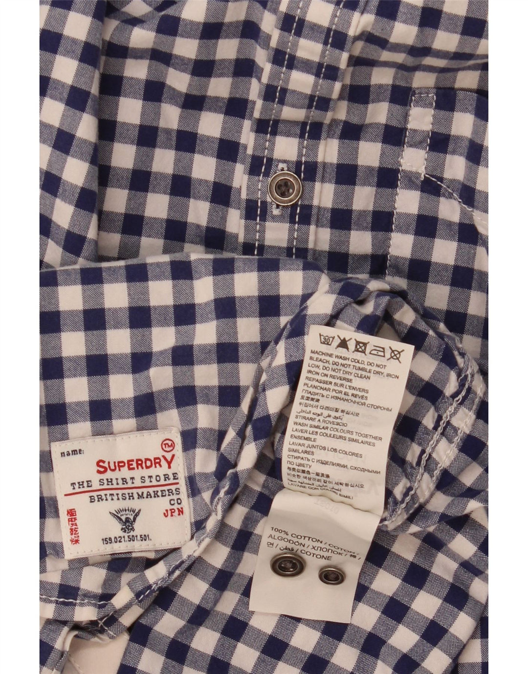 Superdry Herreskjorte Medium Blue Gingham Cotton
