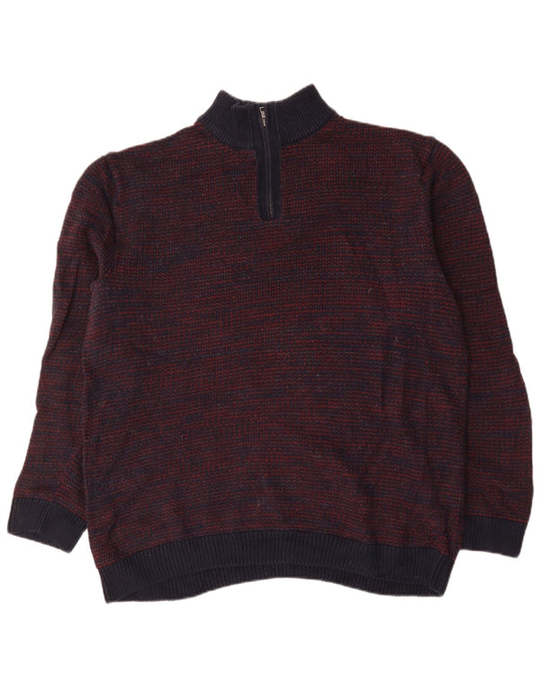 Marks & Spencer Herre trøje med lynlåshals XL Marineblå Flecked Bomuld