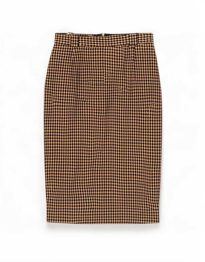 Michael H Pencil Nederdel til kvinder UK 12 Medium W26 Beige Argyle/Diamond Wool