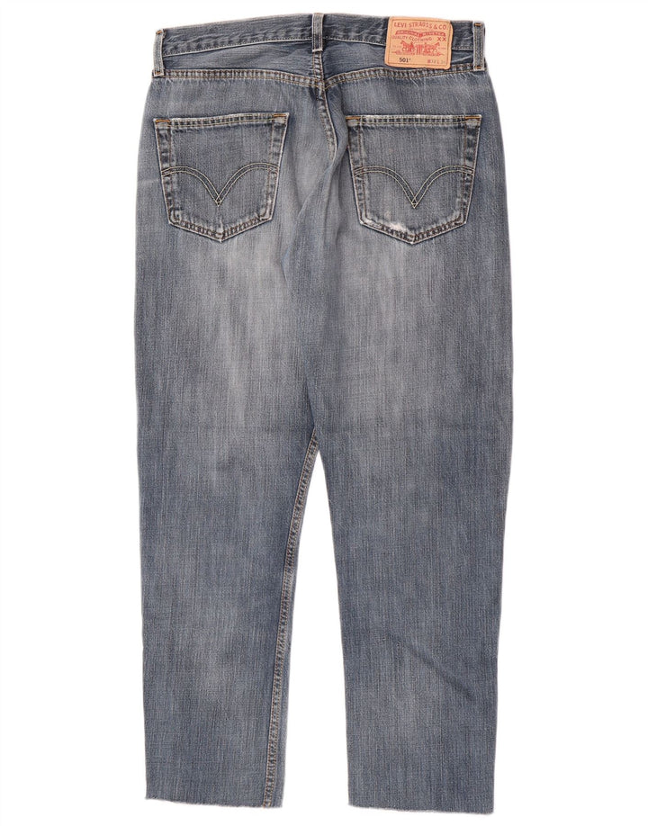 Levi's Herre 501 Distressed Straight Jeans W32 L28 Blå Bomuld