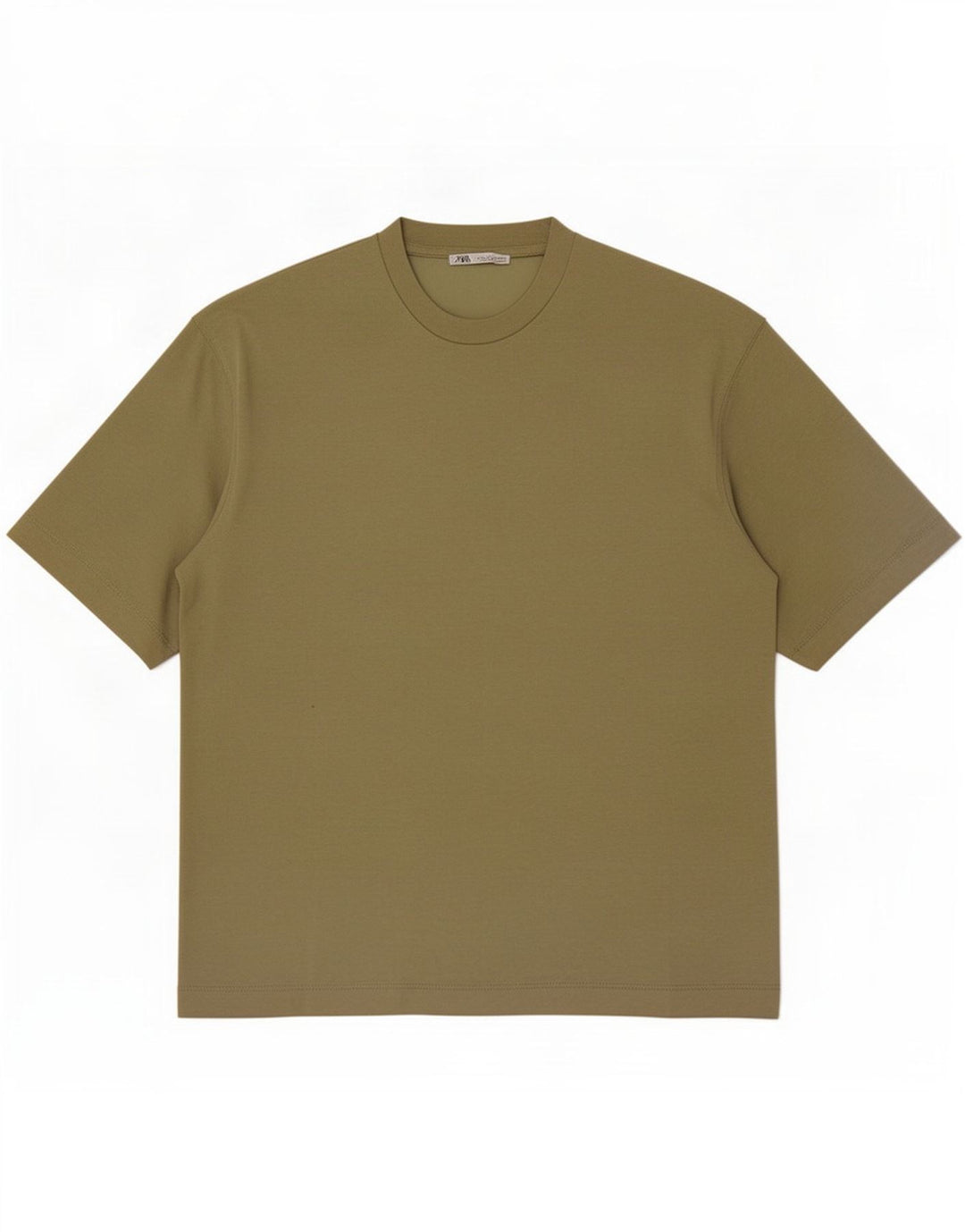 Zara Herre T-Shirt Top Lille Khaki Bomuld