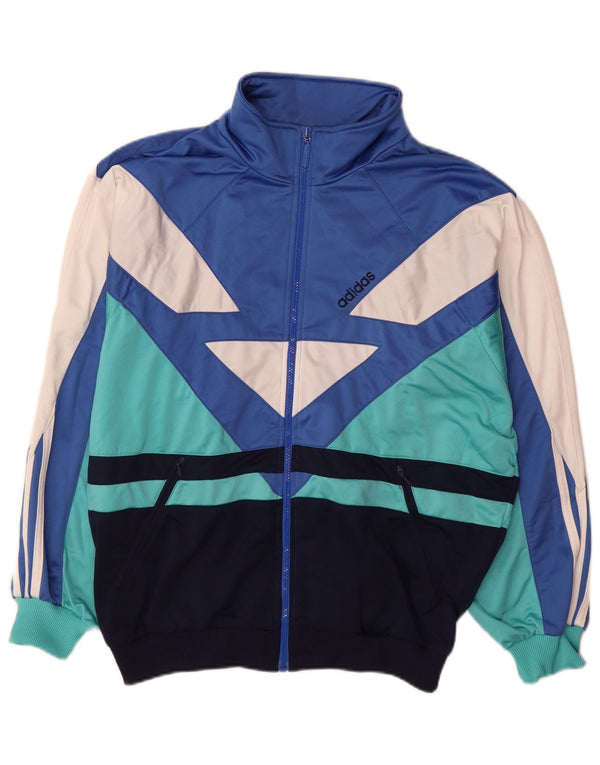 Adidas Træningsdragt til mænd Topjakke UK 40/42 Medium Blue Colourblock Polyester