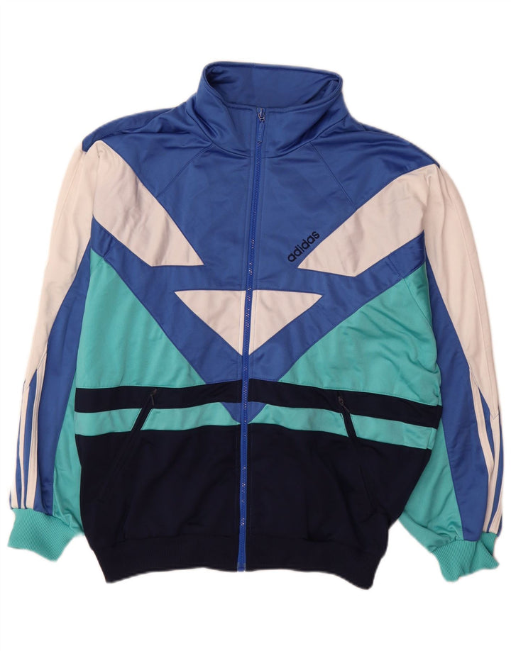 Adidas Træningsdragt til mænd Topjakke UK 40/42 Medium Blue Colourblock Polyester