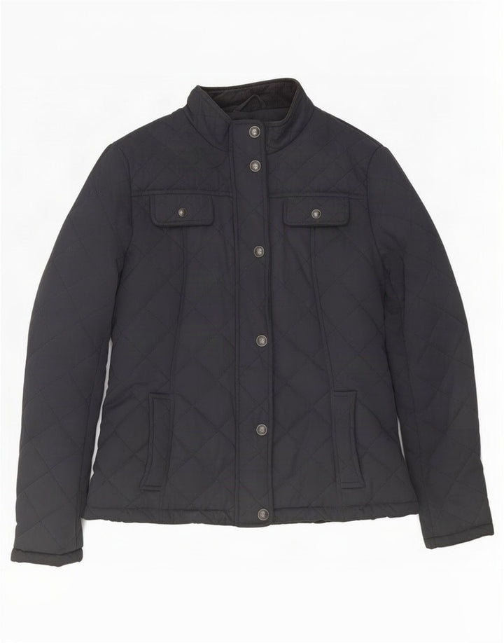 Fat Face Dame Quilted Jacket UK 12 Medium Navy Blue Polyester