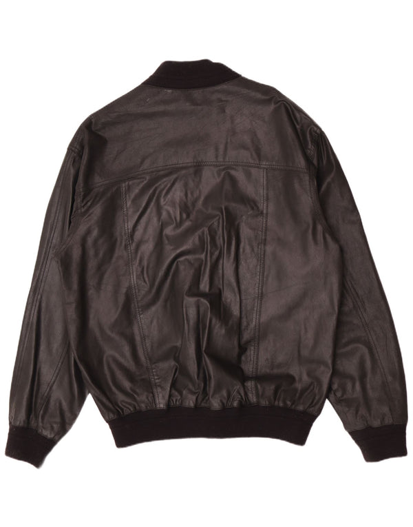 Vintage herre læderjakke IT 58 4XL Sort